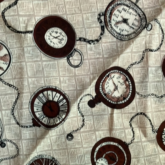 FREE clocks pocket watch printed scarf brown tan - Picture 2 of 7